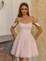 Stunning A-line Off-the-Shoulder Pleated Short/Mini Corset Dress