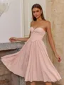 Stunning A-line Sweetheart Bow Tea-Length Corset Dress