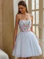 Fashion A-line Straight Appliques Lace Short/Mini Tulle Corset Dress