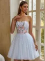 Fashion A-line Straight Appliques Lace Short/Mini Tulle Corset Dress
