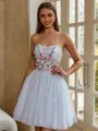 Fashion A-line Straight Appliques Lace Short/Mini Tulle Corset Dress