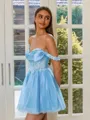 Exquisite A-line Off-the-Shoulder Appliques Lace Short/Mini Tulle Corset Dress