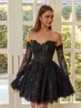 Graceful Ball-Gown Sweetheart Long Sleeves Appliques Lace Short/Mini Lace Corset Dress