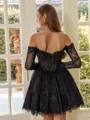 Graceful Ball-Gown Sweetheart Long Sleeves Appliques Lace Short/Mini Lace Corset Dress