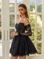 Graceful Ball-Gown Sweetheart Long Sleeves Appliques Lace Short/Mini Lace Corset Dress