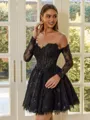 Graceful Ball-Gown Sweetheart Long Sleeves Appliques Lace Short/Mini Lace Corset Dress