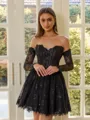 Graceful Ball-Gown Sweetheart Long Sleeves Appliques Lace Short/Mini Lace Corset Dress