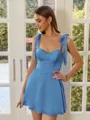 Perfect A-line Straps Bow Short/Mini Satin Chiffon Corset Dress