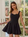 Show-stopping A-line Straps Short/Mini Stretch Crepe Dress