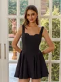 Show-stopping A-line Straps Short/Mini Stretch Crepe Dress