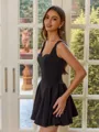 Show-stopping A-line Straps Short/Mini Stretch Crepe Dress