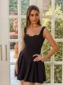 Show-stopping A-line Straps Short/Mini Stretch Crepe Dress