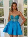 Magnificent Ball-Gown Sweetheart Beading Short/Mini Taffeta Corset Dress