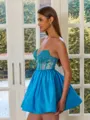 Magnificent Ball-Gown Sweetheart Beading Short/Mini Taffeta Corset Dress
