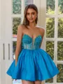 Magnificent Ball-Gown Sweetheart Beading Short/Mini Taffeta Corset Dress
