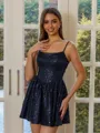 Delicate A-line Spaghetti Straps Short/Mini Lace Corset Dress