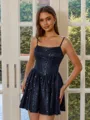 Delicate A-line Spaghetti Straps Short/Mini Lace Corset Dress