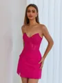 Gorgeous Sheath Sweetheart Appliques Lace Short/Mini Chiffon Corset Dress