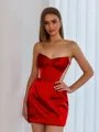 Unique Sheath Sweetheart Pleated Short/Mini Silk Like Satin Corset Dress