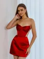 Unique Sheath Sweetheart Pleated Short/Mini Silk Like Satin Corset Dress