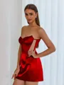 Unique Sheath Sweetheart Pleated Short/Mini Silk Like Satin Corset Dress