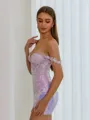Aristocratic Sheath Off-the-Shoulder Appliques Lace Short/Mini Sequins Corset Dress