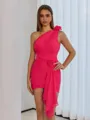 Unique Sheath One-Shoulder Flower Short/Mini Chiffon Corset Dress