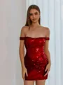 Glam Sheath Off-the-Shoulder Pleated Short/Mini Corset Dress
