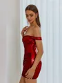 Glam Sheath Off-the-Shoulder Pleated Short/Mini Corset Dress