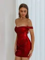 Glam Sheath Off-the-Shoulder Pleated Short/Mini Corset Dress