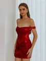 Glam Sheath Off-the-Shoulder Pleated Short/Mini Corset Dress