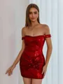 Glam Sheath Off-the-Shoulder Pleated Short/Mini Corset Dress