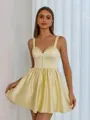 Glamorous A-line Straps Appliques Lace Short/Mini Satin Corset Dress