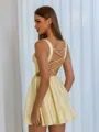 Glamorous A-line Straps Appliques Lace Short/Mini Satin Corset Dress