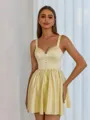 Glamorous A-line Straps Appliques Lace Short/Mini Satin Corset Dress