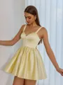 Glamorous A-line Straps Appliques Lace Short/Mini Satin Corset Dress