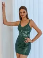 Mesmerizing Sheath V-Neck Appliques Lace Short/Mini Sequins Corset Dress