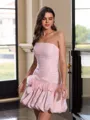 Delicate Sheath Straight Flower Short/Mini Organza Corset Dress