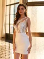 Exquisite Sheath Scoop Appliques Lace Short/Mini Lace Dress