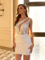 Exquisite Sheath Scoop Appliques Lace Short/Mini Lace Dress