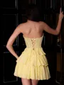 Stunning A-line Straight Cascading Ruffles Short/Mini Chiffon Corset Dress