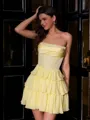 Stunning A-line Straight Cascading Ruffles Short/Mini Chiffon Corset Dress