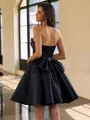 Unique A-line Sweetheart Bow Short/Mini Satin Corset Dress