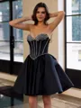 Unique A-line Sweetheart Bow Short/Mini Satin Corset Dress