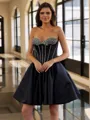 Unique A-line Sweetheart Bow Short/Mini Satin Corset Dress