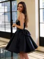 Unique A-line Sweetheart Bow Short/Mini Satin Corset Dress