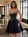 Unique A-line Sweetheart Bow Short/Mini Satin Corset Dress