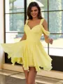 Elegant A-line Cold Shoulder Pleated Short/Mini Chiffon Corset Dress