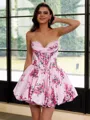Opulent Ball-Gown Sweetheart Pleated Short/Mini Corset Dress