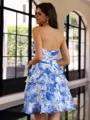 Splendid A-line Sweetheart Cascading Ruffles Short/Mini Chiffon Corset Dress
